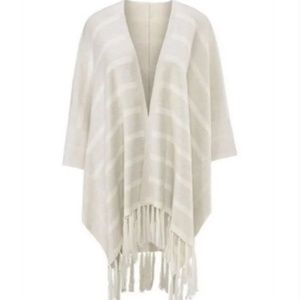 CAbi 3307 Fringe Wrap OS Grey/Ivory Stripe